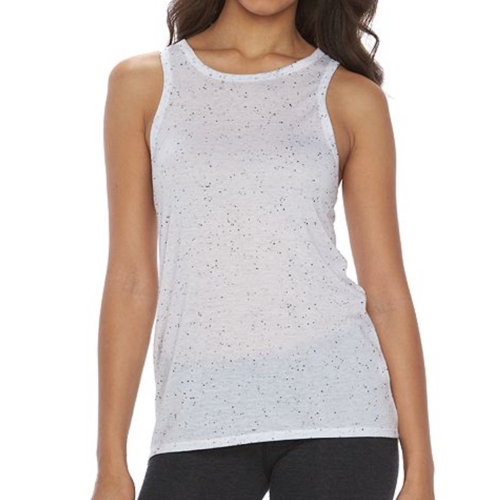 SO White Speckled High Neck Texture Tank Top